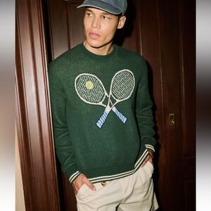 Abercrombie & Fitch Oversized Tennis Racket Graphic Crew Sweater